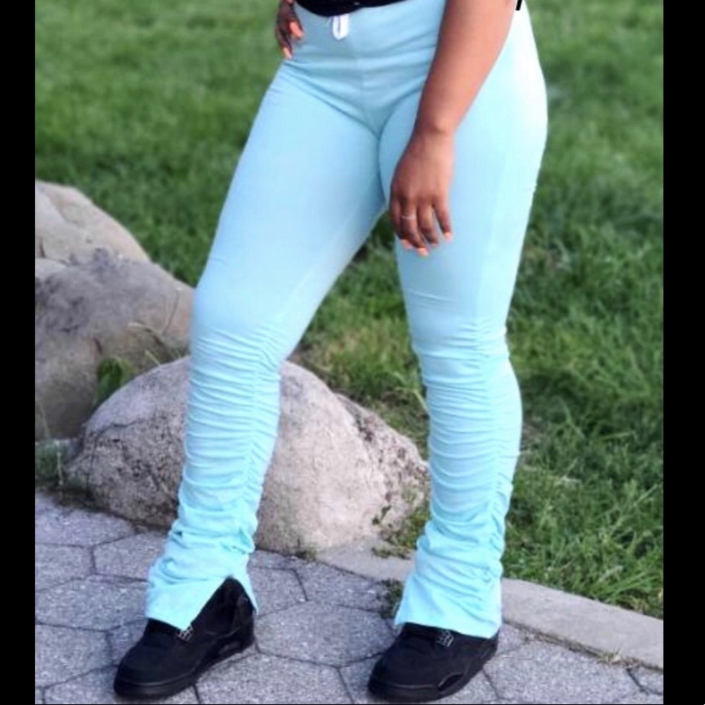 Blue Stacked pants available for this fall